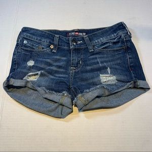 Sz. 0 Ecko Unltd distressed medium wash denim shorts